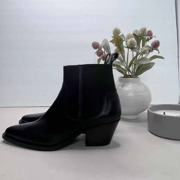 Everlane The Boss Boot Leather Black Chunky Heel Pointed Toe Women 9 - Picture 3 of 11